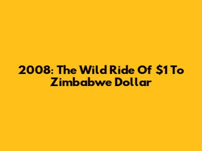 2008: The Wild Ride Of $1 To Zimbabwe Dollar