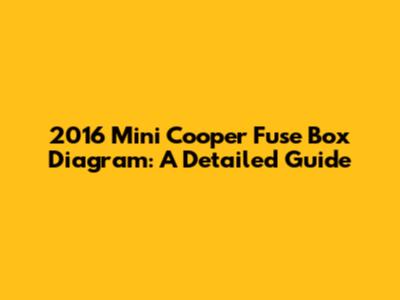 2016 Mini Cooper Fuse Box Diagram: A Detailed Guide
