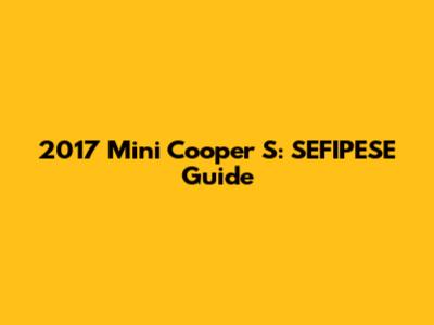 2017 Mini Cooper S: SEFIPESE Guide