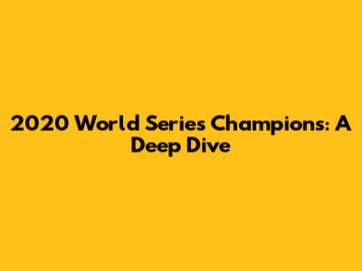 2020 World Series Champions: A Deep Dive