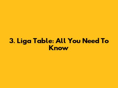 3. Liga Table: All You Need To Know