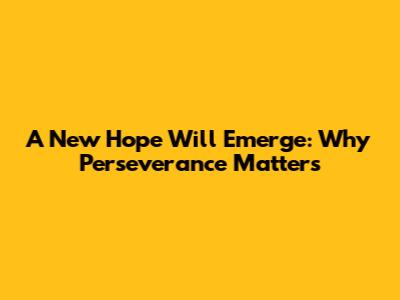 A New Hope Will Emerge: Why Perseverance Matters