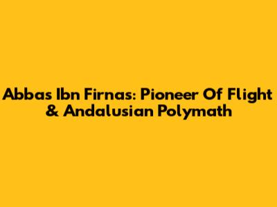 Abbas Ibn Firnas: Pioneer Of Flight & Andalusian Polymath