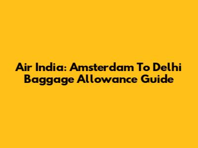 Air India: Amsterdam To Delhi Baggage Allowance Guide