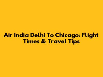 Air India Delhi To Chicago: Flight Times & Travel Tips
