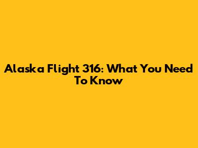 Alaska Flight 316: What You Need To Know