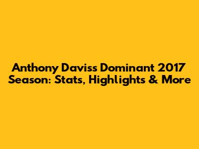 Anthony Davis's Dominant 2017 Season: Stats, Highlights & More