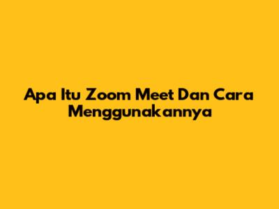 Apa Itu Zoom Meet Dan Cara Menggunakannya