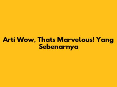 Arti 'Wow, That's Marvelous!' Yang Sebenarnya