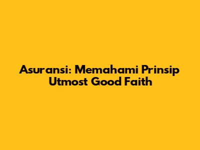 Asuransi: Memahami Prinsip Utmost Good Faith