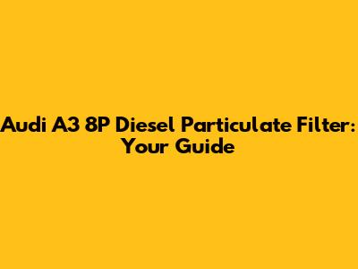 Audi A3 8P Diesel Particulate Filter: Your Guide