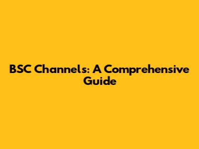 BSC Channels: A Comprehensive Guide