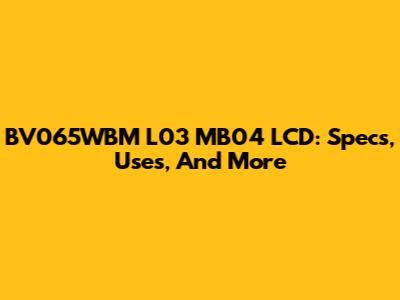 BV065WBM L03 MB04 LCD: Specs, Uses, And More