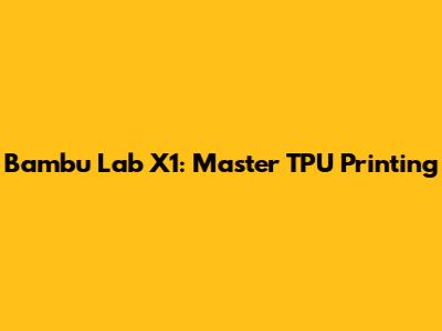 Bambu Lab X1: Master TPU Printing