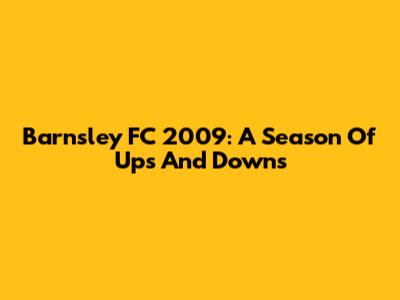 Barnsley FC 2009: A Season Of Ups And Downs
