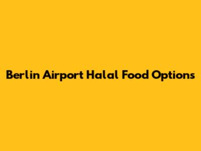 Berlin Airport Halal Food Options