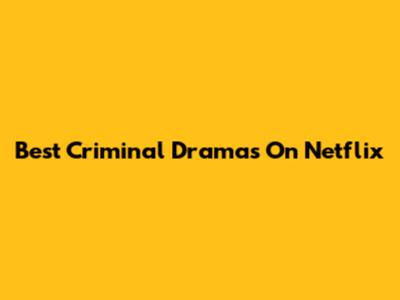 Best Criminal Dramas On Netflix