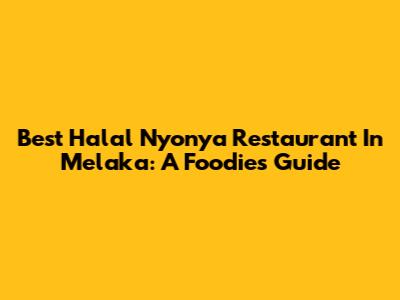 Best Halal Nyonya Restaurant In Melaka: A Foodie's Guide