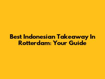 Best Indonesian Takeaway In Rotterdam: Your Guide