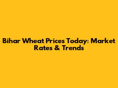 Bihar Wheat Prices Today: Market Rates & Trends