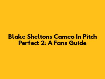 Blake Shelton's Cameo In Pitch Perfect 2: A Fan's Guide