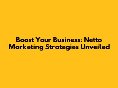 Boost Your Business: Netto Marketing Strategies Unveiled