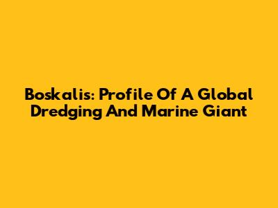 Boskalis: Profile Of A Global Dredging And Marine Giant