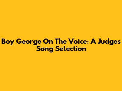 Boy George On The Voice: A Judge's Song Selection