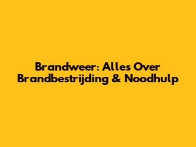 Brandweer: Alles Over Brandbestrijding & Noodhulp