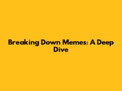 Breaking Down Memes: A Deep Dive