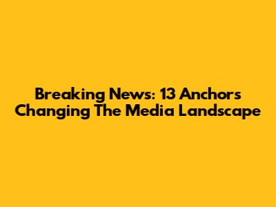 Breaking News: 13 Anchors Changing The Media Landscape