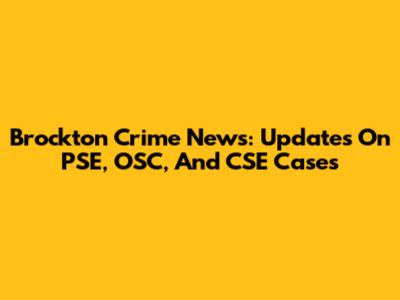 Brockton Crime News: Updates On PSE, OSC, And CSE Cases