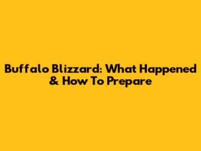 Buffalo Blizzard: What Happened & How To Prepare