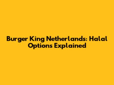 Burger King Netherlands: Halal Options Explained