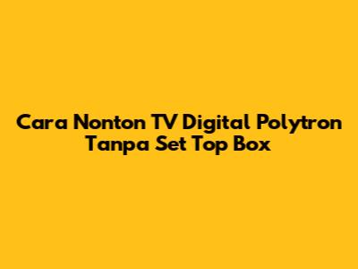Cara Nonton TV Digital Polytron Tanpa Set Top Box