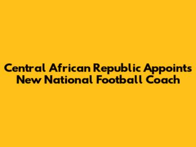 Central African Republic Appoints New National Football Coach