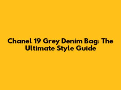 Chanel 19 Grey Denim Bag: The Ultimate Style Guide