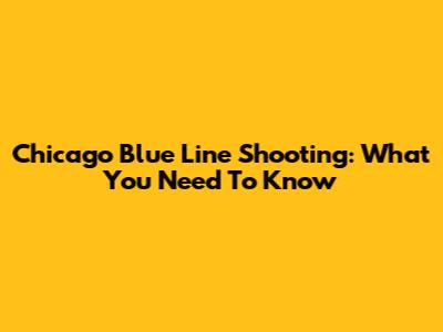 Chicago Blue Line Shooting: What You Need To Know