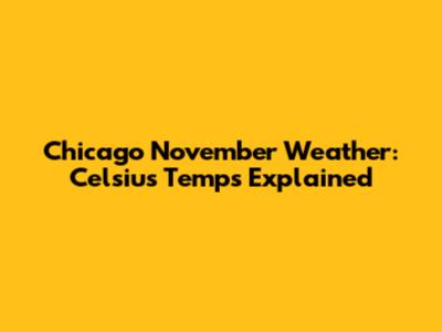 Chicago November Weather: Celsius Temps Explained