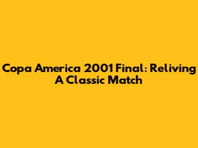 Copa America 2001 Final: Reliving A Classic Match