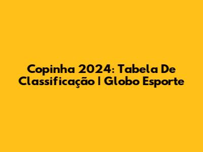 Copinha 2024: Tabela De Classificação | Globo Esporte