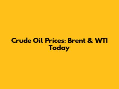 Crude Oil Prices: Brent & WTI Today