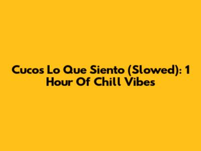 Cuco's 'Lo Que Siento' (Slowed): 1 Hour Of Chill Vibes