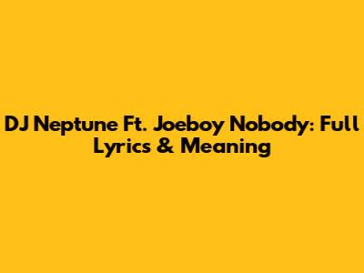 DJ Neptune Ft. Joeboy Nobody: Full Lyrics & Meaning