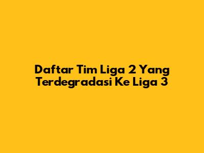 Daftar Tim Liga 2 Yang Terdegradasi Ke Liga 3