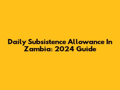 Daily Subsistence Allowance In Zambia: 2024 Guide