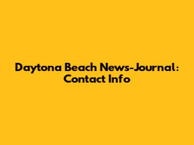 Daytona Beach News-Journal: Contact Info