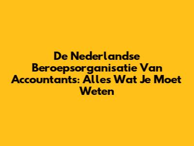De Nederlandse Beroepsorganisatie Van Accountants: Alles Wat Je Moet Weten
