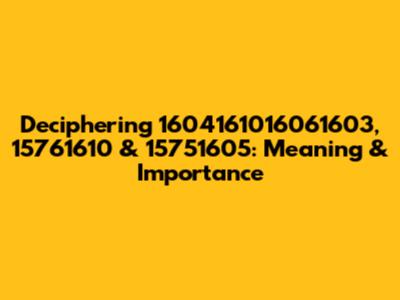 Deciphering 1604161016061603, 15761610 & 15751605: Meaning & Importance