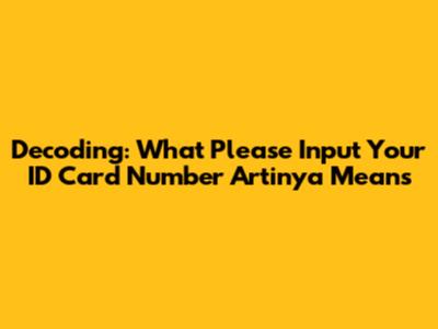 Decoding: What 'Please Input Your ID Card Number Artinya' Means
